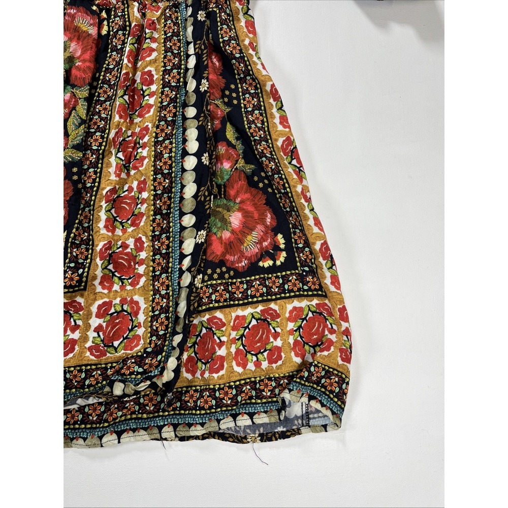 FARM Rio Floral Wrap Mini Dress V-Neck Puff Sleeve Pattern Tapestry Womens S - Picture 3 of 16